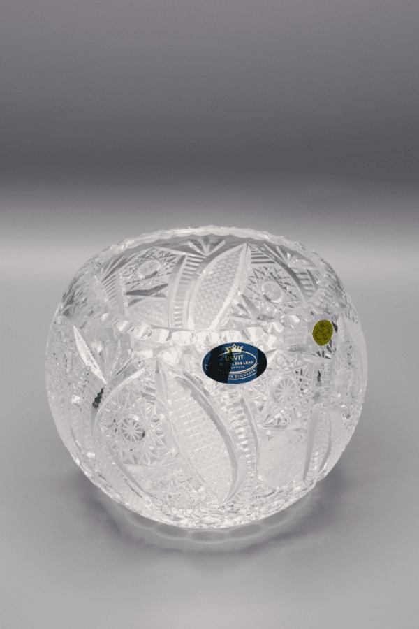 Vază sferică tăiată cristal ÚSVIT 12 cm - imagine 2