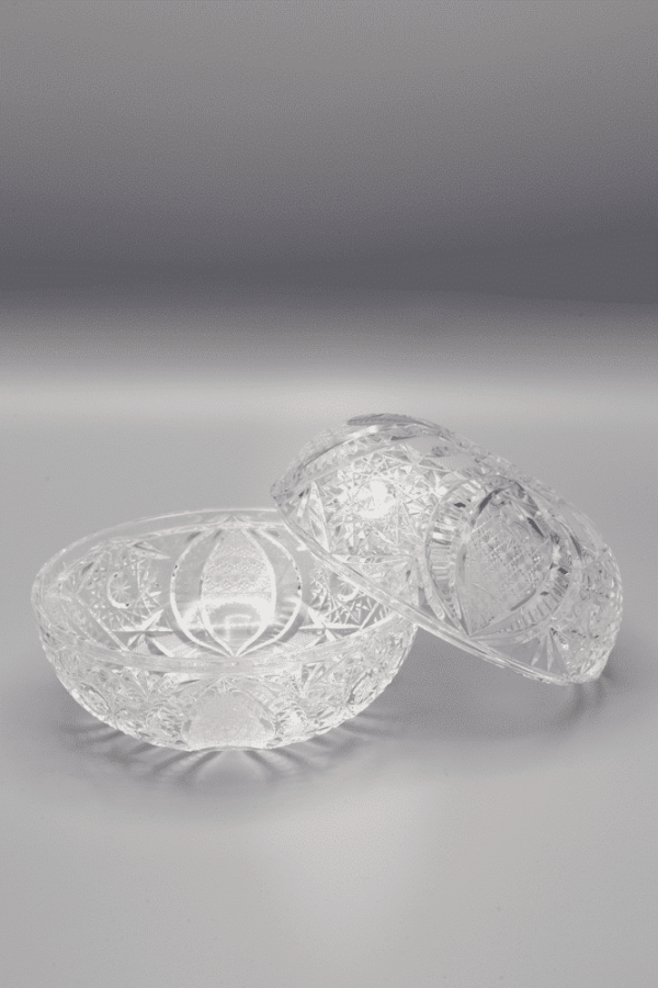Borcan ÚSVIT de cristal tăiat 10 cm cu capac - imagine 2