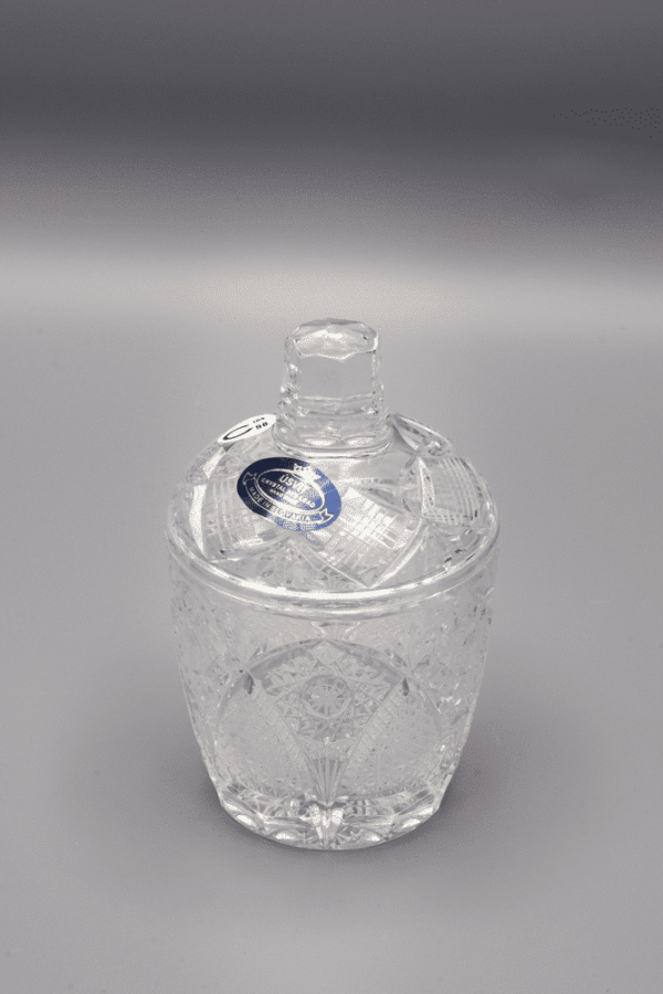 Borcan ÚSVIT de cristal tăiat 13 cm cu capac - imagine 2