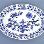 Blue onion - Farfurie ovala 35 cm - portelan original ceapa, calitate I