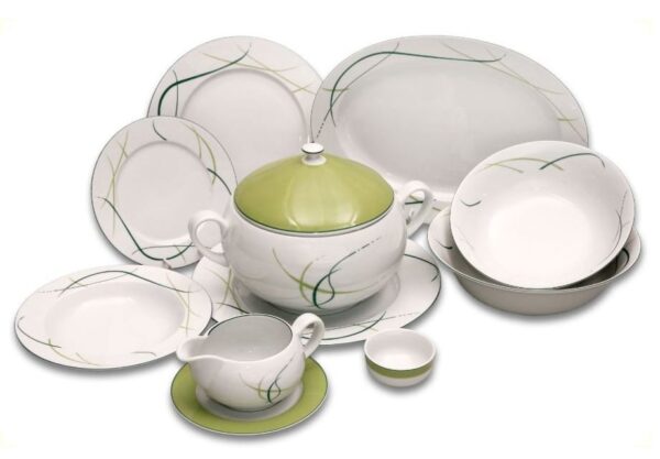 Porcelánová obedová súprava pre 6 osôb Opalnea tráva