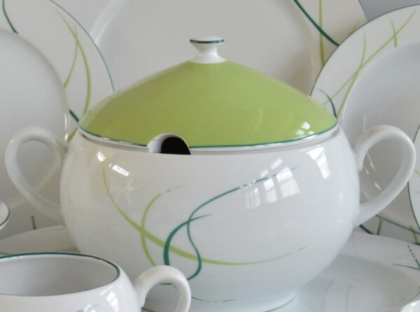 Porcelánová obedová súprava pre 6 osôb Opalnea tráva