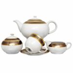 Set de ceai pentru 6 persoane Opalnea gold cu platina