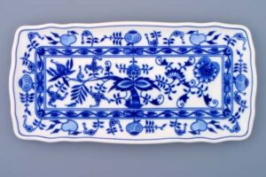 Cibulák – Podnos 4-hranný 33×16 cm – originál cibuľový porcelán 1. akosť