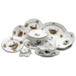 Set de prânz pentru 6 persoane Berna vânătoare linie de aur