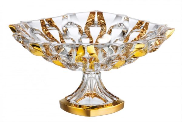 Vas de cristal pe picior Samboa gold 35 cm