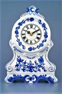 Cibulák – Krbové hodiny bez ruží 28 cm – originál cibuľový porcelán 1. akosť
