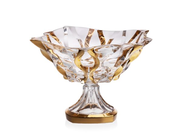 Krištálová miska na nohe Samboa gold 30,5 cm