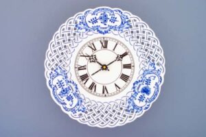 Cibulák – Hodiny prelamované 27 cm – originálny cibuľový porcelán 1. akosť