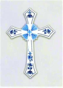 Cibulák – Svätý kríž 30,6 x 21,3 cm – originál cibuľový porcelán 1. akosť