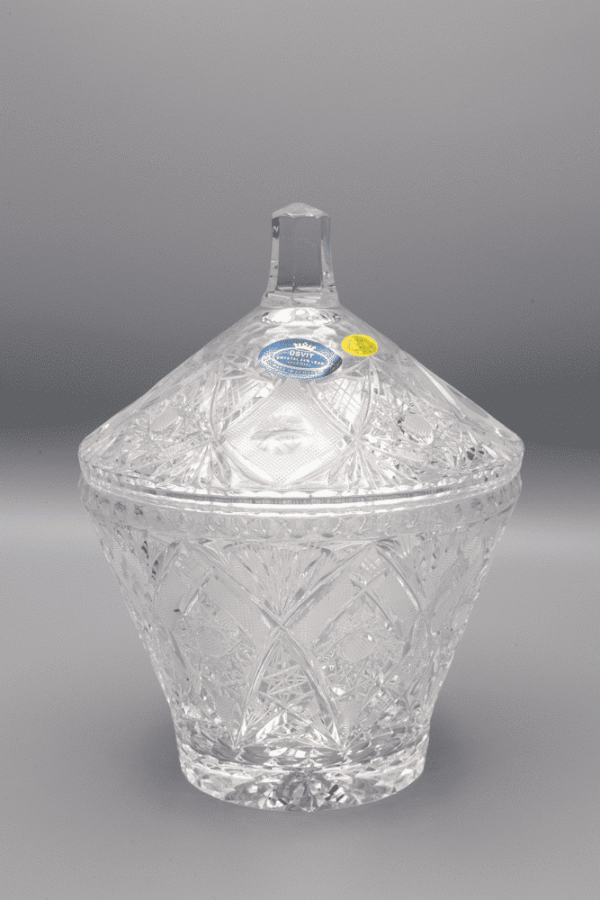 Borcan ÚSVIT de cristal tăiat 20 cm cu capac - imagine 2