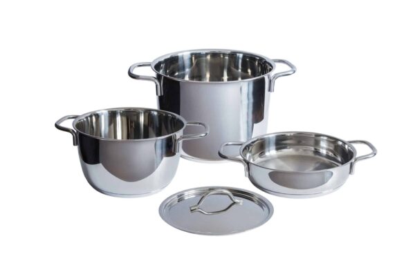 Set 3 oale din inox cu capac