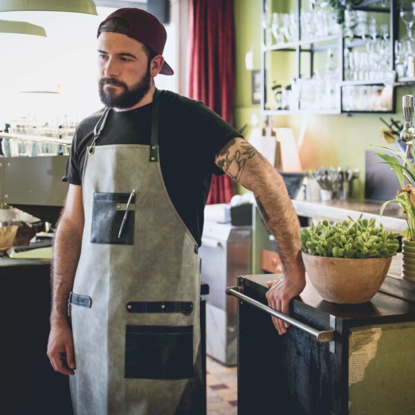 Sorț barman aspect piele gri