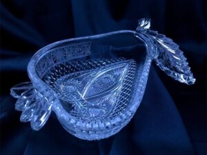 Krištálová brúsená miska hruška 12 cm