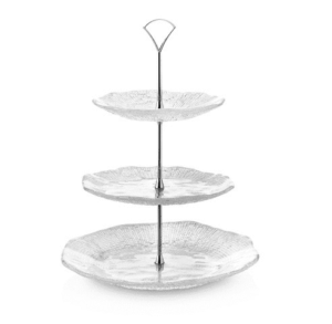 Podnos na zákusky DIAMAN číry D28-22-18 cm H35 cm