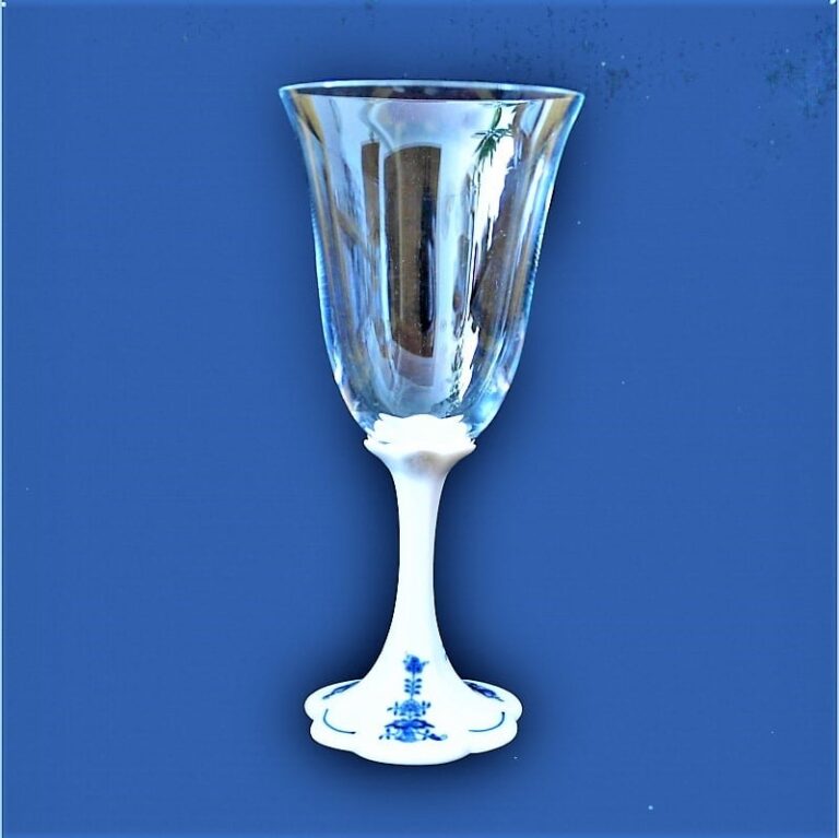 Blue onion - sticlă de cristal cu tija de portelan - portelan original blue onion calitate 1