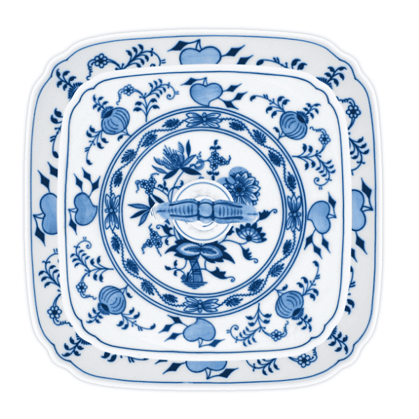 Cibulák – Etažér z hranatých tanierov 21+29 cm – originál cibuľový porcelán 1. akosť