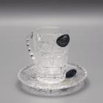 Cești și farfurioare tăiate cristal pentru cafea ÚSVIT 65 ml set de 6 bucăți