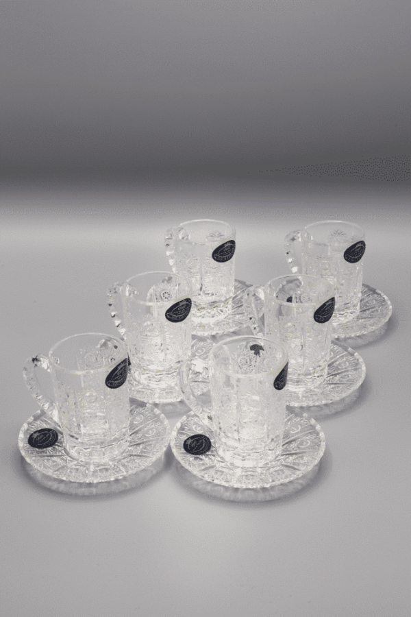 Cești și farfurioare tăiate cristal pentru cafea ÚSVIT 65 ml set de 6 părți - imagine 3
