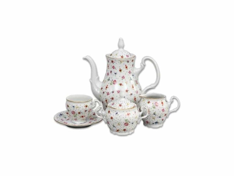 Set de cafea pentru 6 persoane Dună aurie cu flori Berna