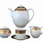 Set de cafea pentru 6 persoane Opalnea gold cu platina