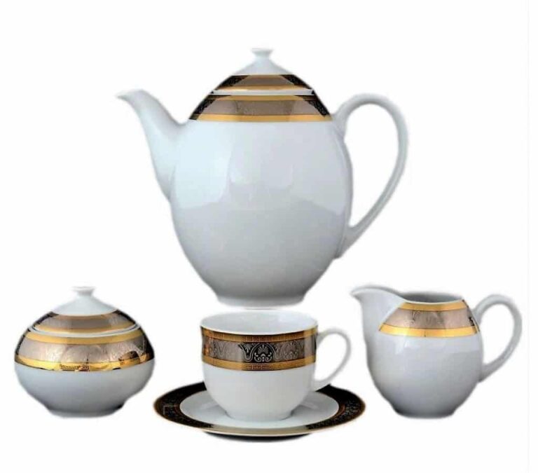 Set de cafea pentru 6 persoane Opalnea gold cu platina