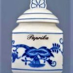 Cibulák – Korenička s viečkom + nápis – originálny cibuľový porcelán 1. akosť