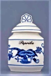 Cibulák – Korenička s viečkom + nápis – originálny cibuľový porcelán 1. akosť