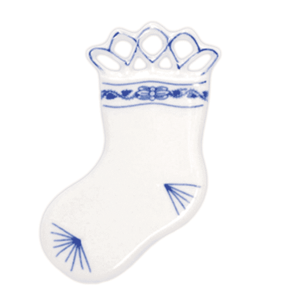 Cibulák – Vianočná ozdoba – ponožka 9,5 cm – originálny cibuľový porcelán 1. akosť