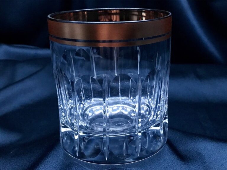 Pahare din cristal taiat 250 ml set de 6 părți, pictate manual cu aur