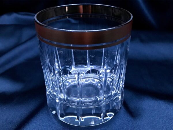 Krištálové brúsené poháre 250 ml set 6 kusov ručná maľba zlatom