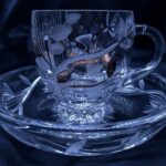 Cupe de cristal taiate 150 ml pictate manual cu aur set de 6 părți