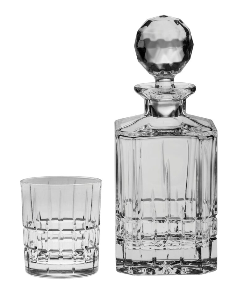 Set sticlă de whisky taiata cristal DOWPER 1 + 6 pahare