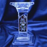 Suport lumanare taiat cristal 18 cm pictura manuala