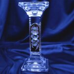 Sfeșnic tăiat cristal 23 cm pictură manuală