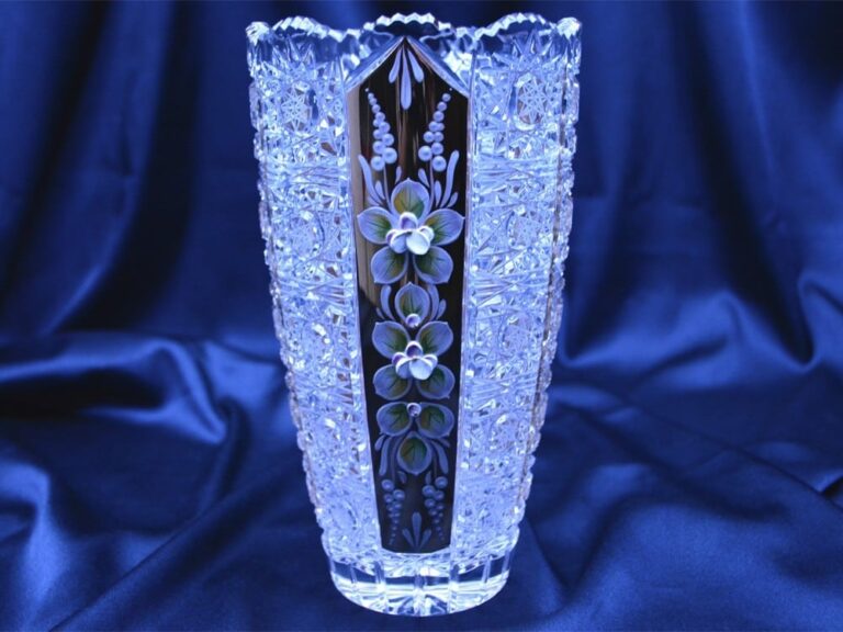 Vaza taiata cristal 21 cm pictura manuala