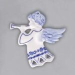 Cibulák – Vianočná ozdoba – anjel s trúbkou prelamovaný – originál cibuľový porcelán 1. akosť